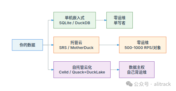 三种数据栖身之地：单机嵌入式 / 托管云 / 自托管云化